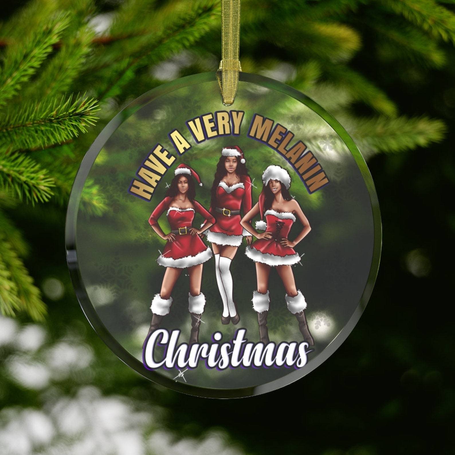 Very Melanin Black Queen Black Girl Black Woman Gifts For Black Womensanta Hat Christmas Ornament