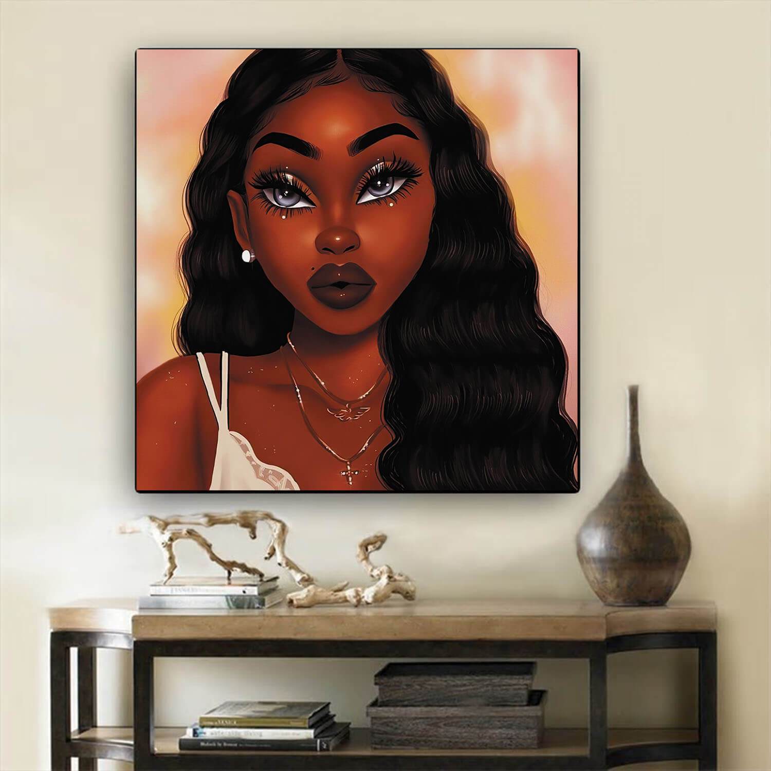 Black History Art Pretty African American Girl Black History Canvas Art ...