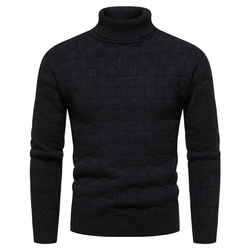 Autumn and Winter 2022 New European Men’s Casual High Neck Knitwear Fashion Men’s Plaid Sweater alx