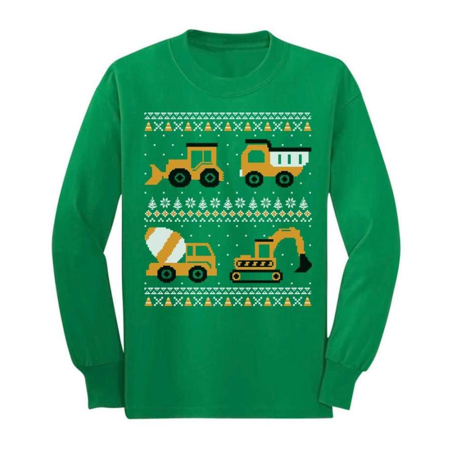 Tractors & Bulldozers Ugly Christmas Sweater Toddler/Kids Long sleeve T-Shirt