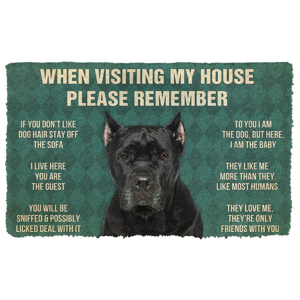 Gearhumans 3D Please Remember Cane Corso Dogs House Rules Custom Doormat