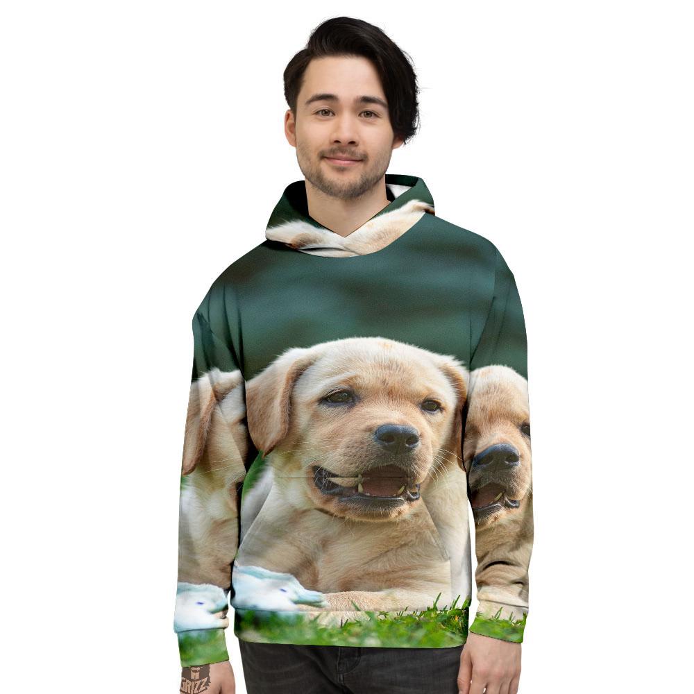 Puppy And Labrador Retriever Print Men’S Hoodie