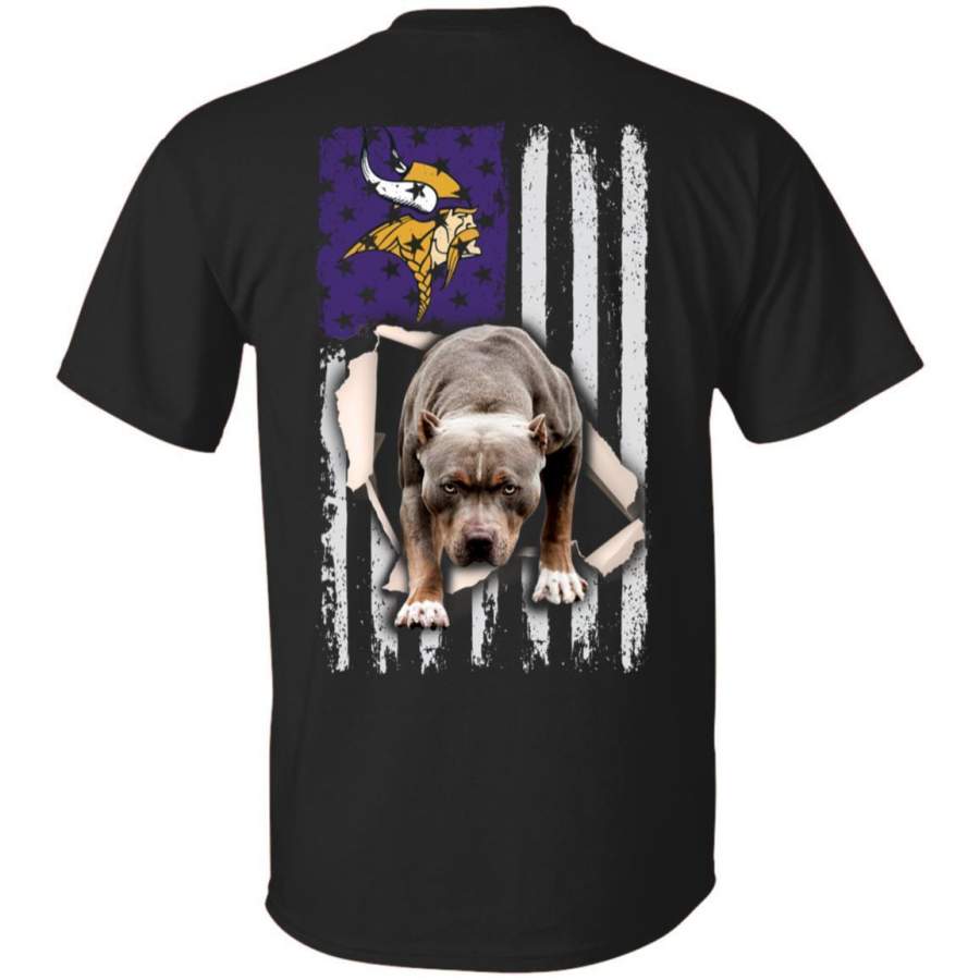 PitBull Steps Out From USA Flag Minnesota Vikings Team Shirt Men Women TT08