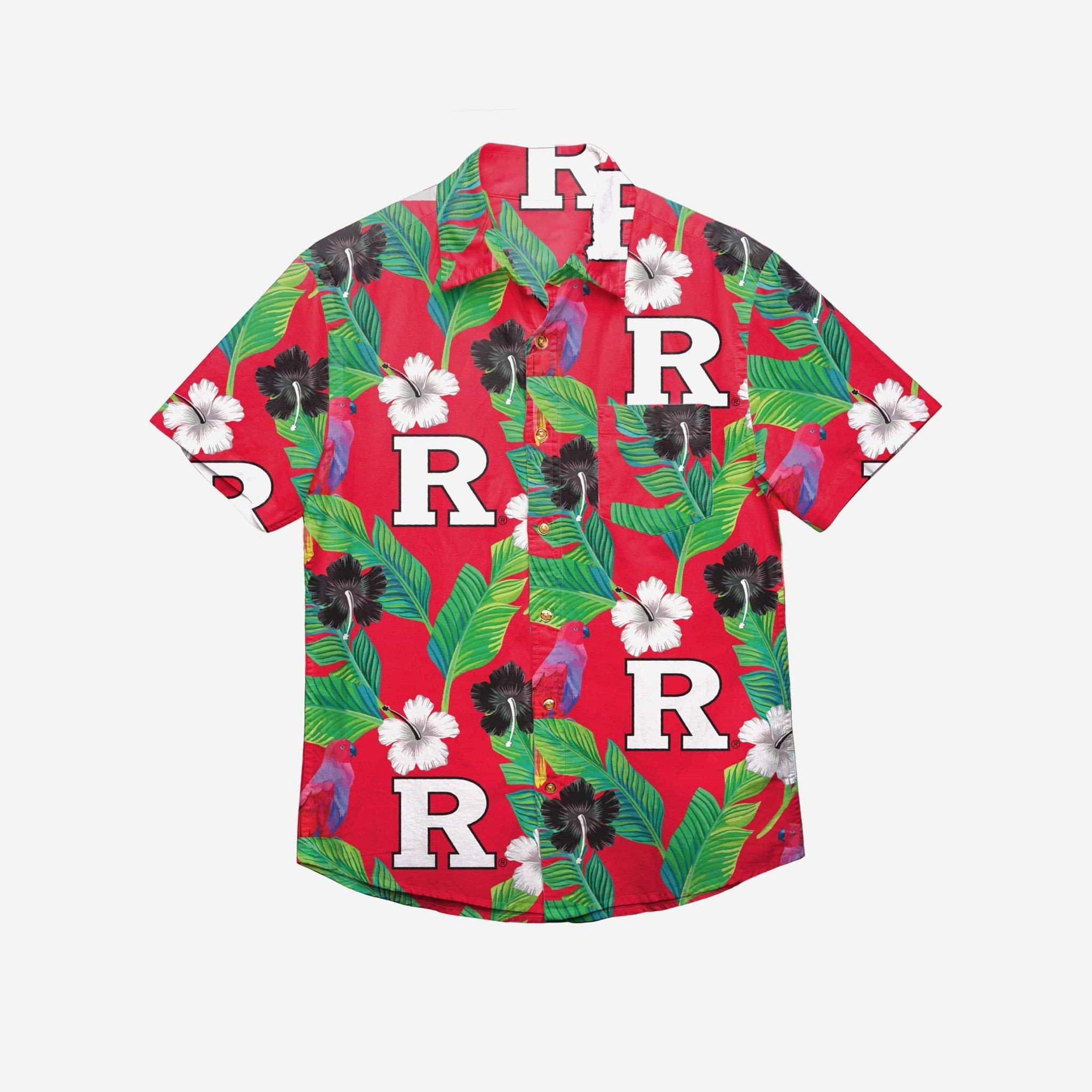 Rutgers Scarlet Knights Floral Button Up Hawaii Shirt Ha92586