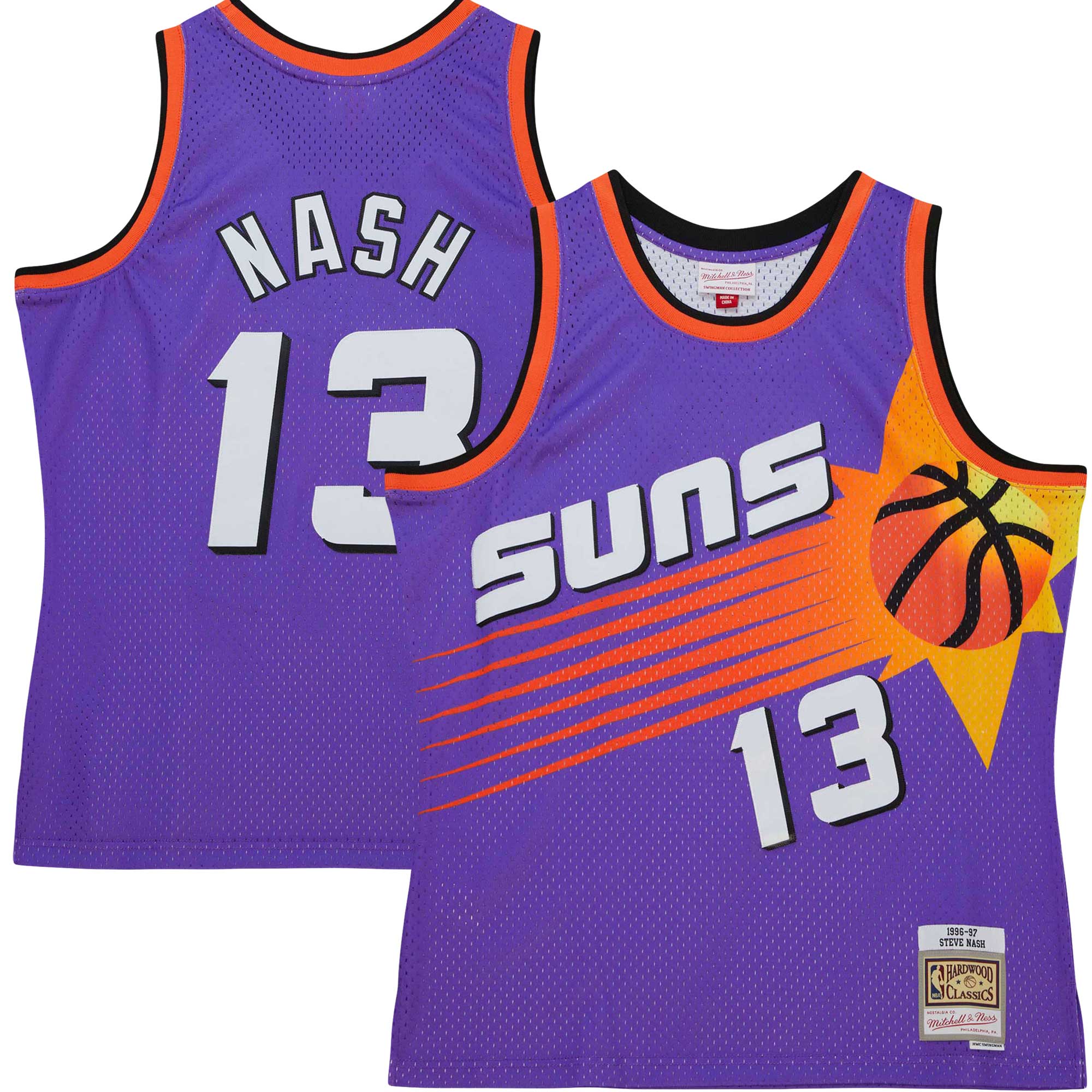 Men's Mitchell & Ness Steve Nash Purple Phoenix Suns Hardwood Classics 1996/97 Tropical Swingman Jersey