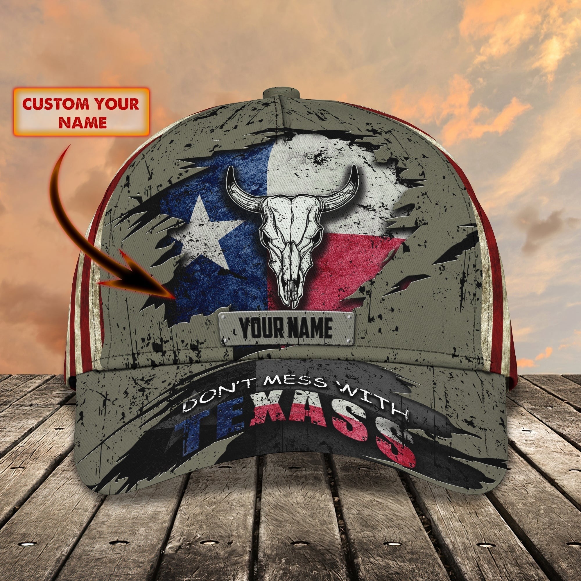 Personalized 3D Classic Cap Dont Mess With Texas, Texas 3D Baseball Cap, Texas Cap Hats