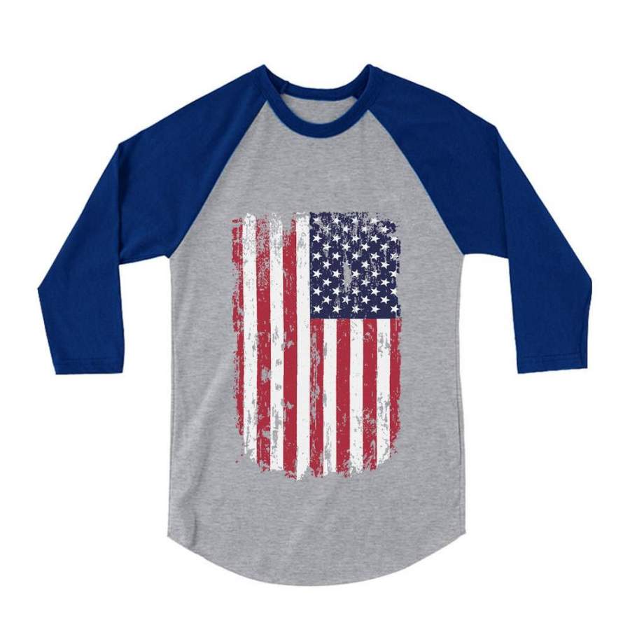 USA Vintage Flag 4th of July Patriotic 3/4 Sleeve Baseball Jersey Toddler Shirt