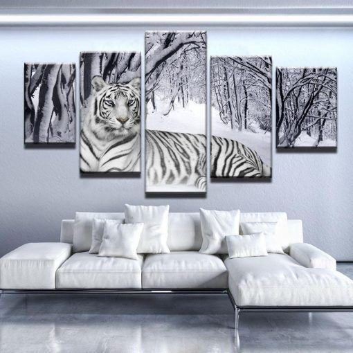 Bengal Tiger – Animal 5 Panel Canvas Art Wall Decor