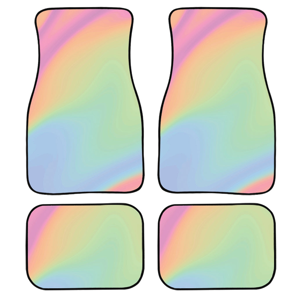 Pastel Holographic Print Front And Back Car Floor Mats, Front Car Mat