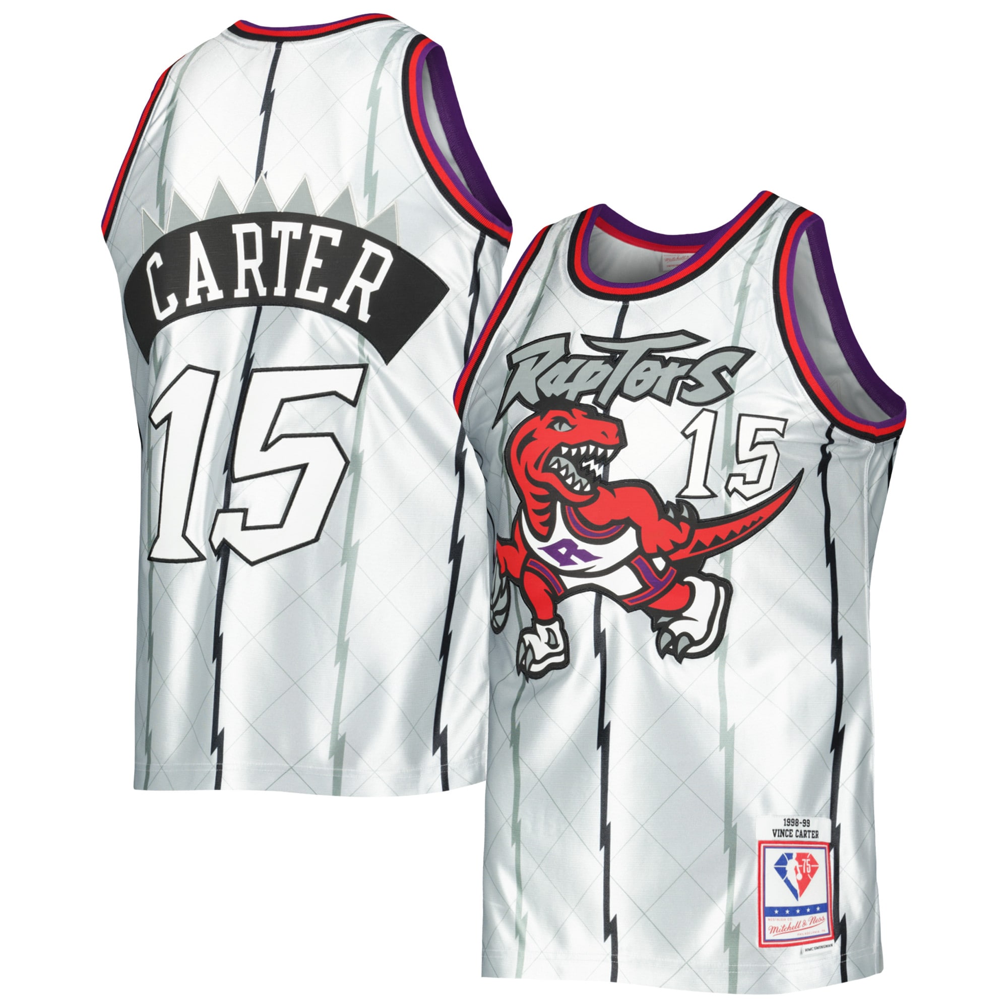 Vince Carter Toronto Raptors Mitchell & Ness 1998/99 Hardwood Classics 75th Anniversary Swingman Jersey – Platinum