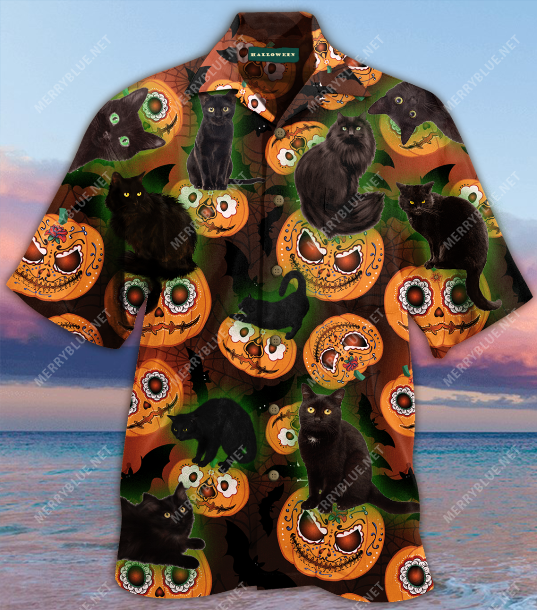 Halloween Is Better With A Cat Unisex Hawaii Shirt Ha58507