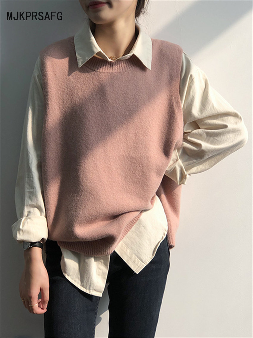 2022 Autumn Knitted Vest Women Loose Outwear Hot Slim Office Lady Fashion Casual Chic New Vintage OL Sleeveless Sweater alx