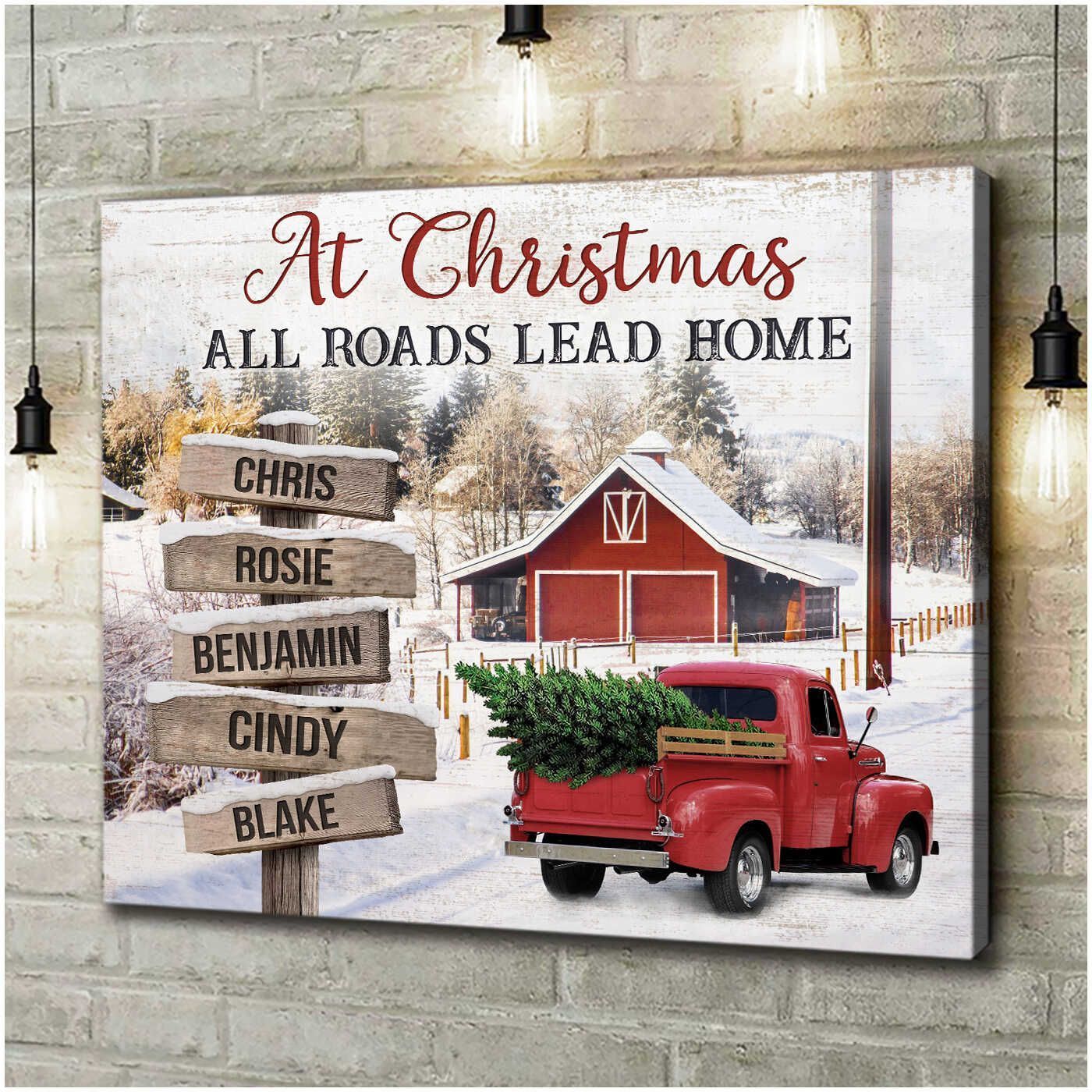 Custom Canvas Prints Christmas Gifts Family Personalized Gifts At Christmas All Roads Lead Home Wall Decor Gift For Family, Wall Art Decor, Canvas Print, Home Decor