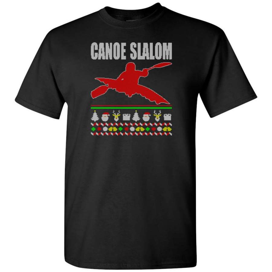 Canoe Slalom Ugly Christmas Sweater – Short Sleeve T-Shirt