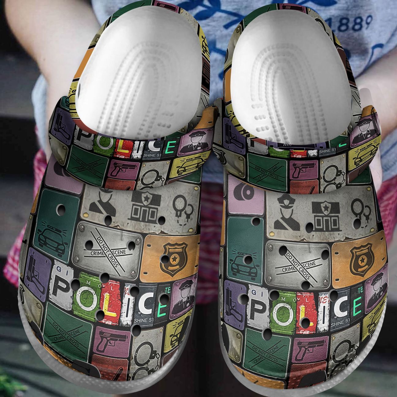 Police Personalized Clog, Custom Name, Text, Color, Number Fashion Style For Women, Men, Kid, Print 3D Police Pattern