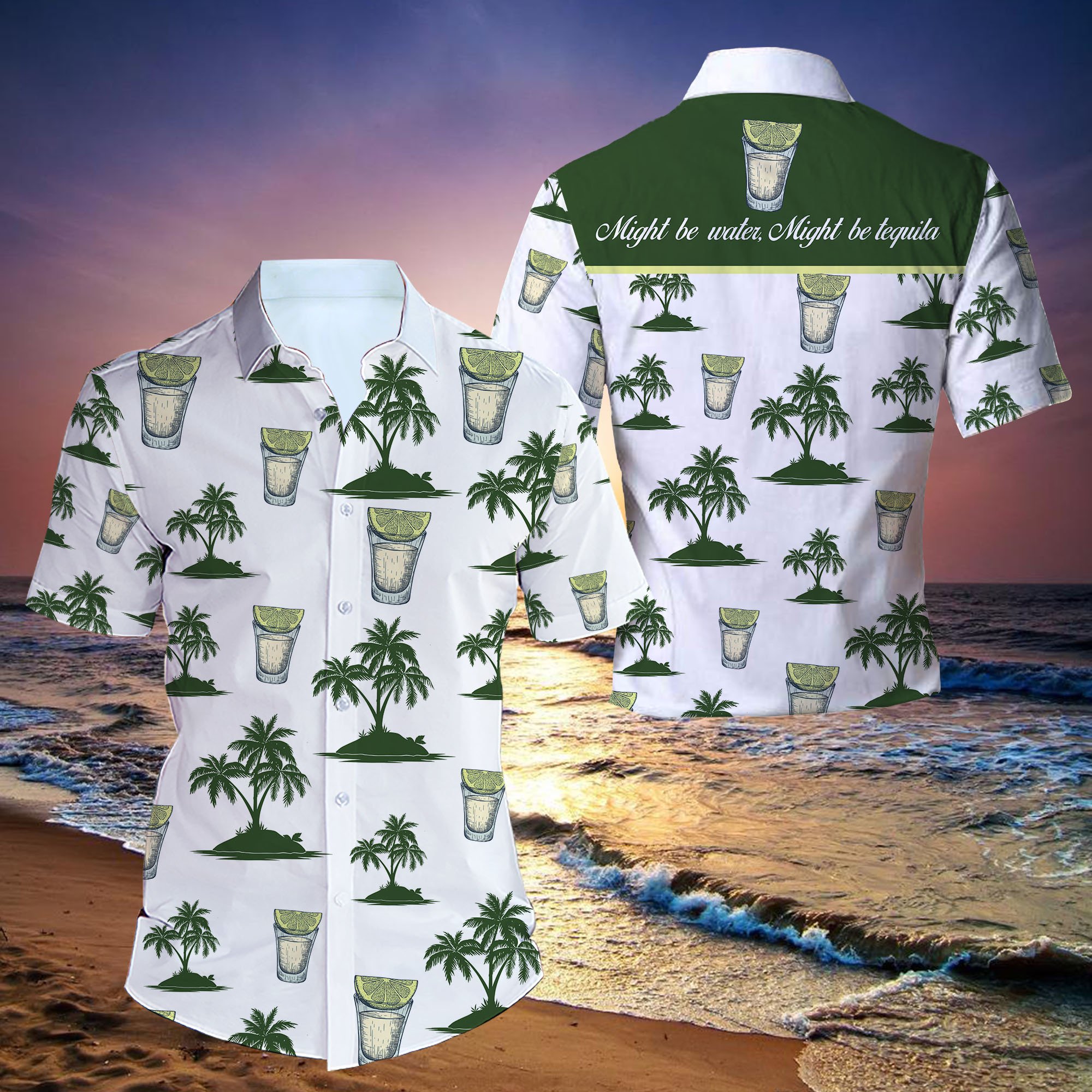 Beach Shirt Might Be Water Might Be Tequila All Over Printed Hawaiian Shirt Size S – 5Xl