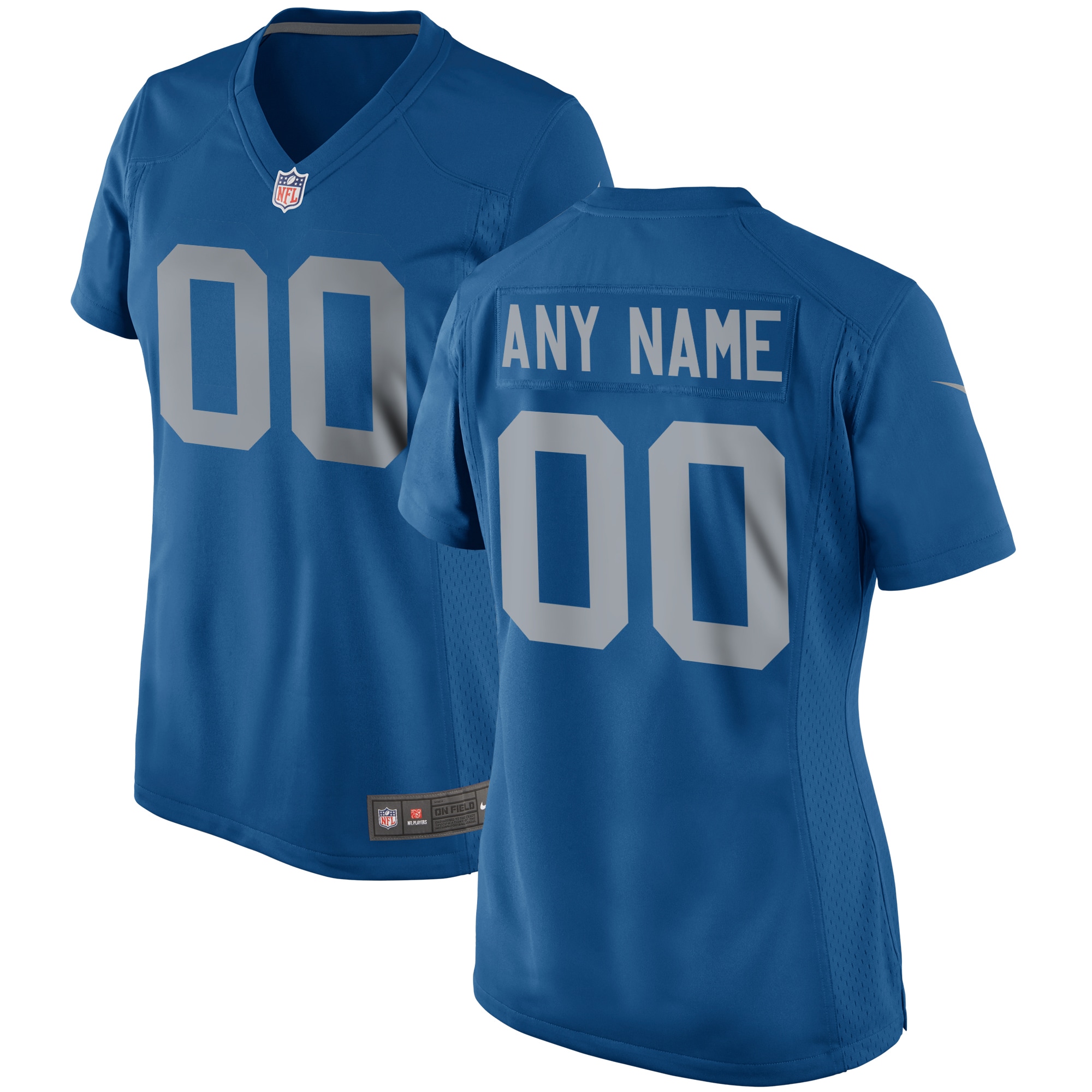 Women’s Blue Detroit Lions Throwback Custom Game Jersey