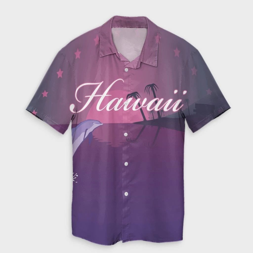 Hawaiian Dolphin Violet Polynesian Hawaiian Shirt