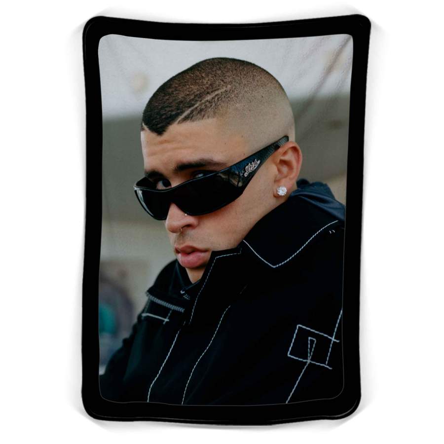 Bad Bunny Glasses Fleece Blanket