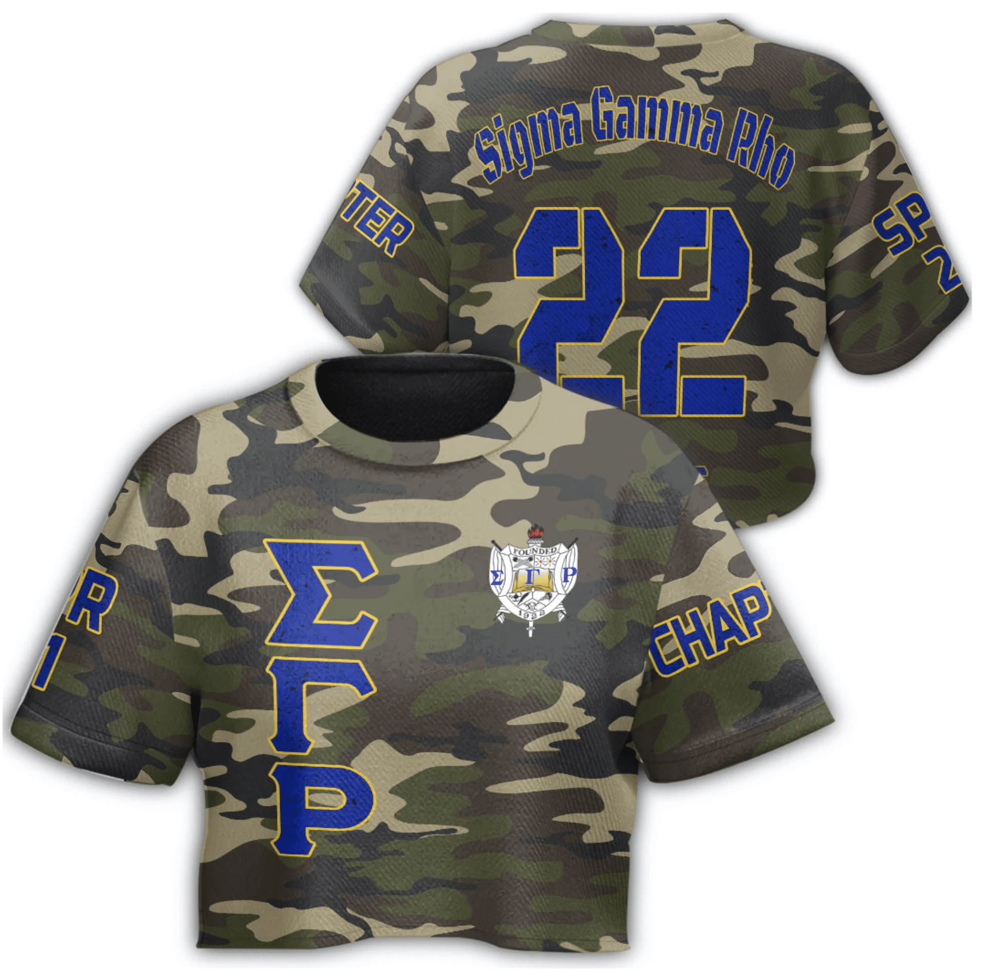 Sorority Tshirt – Personalized Sigma Gamma Rho Camouflage Croptop Tshirt