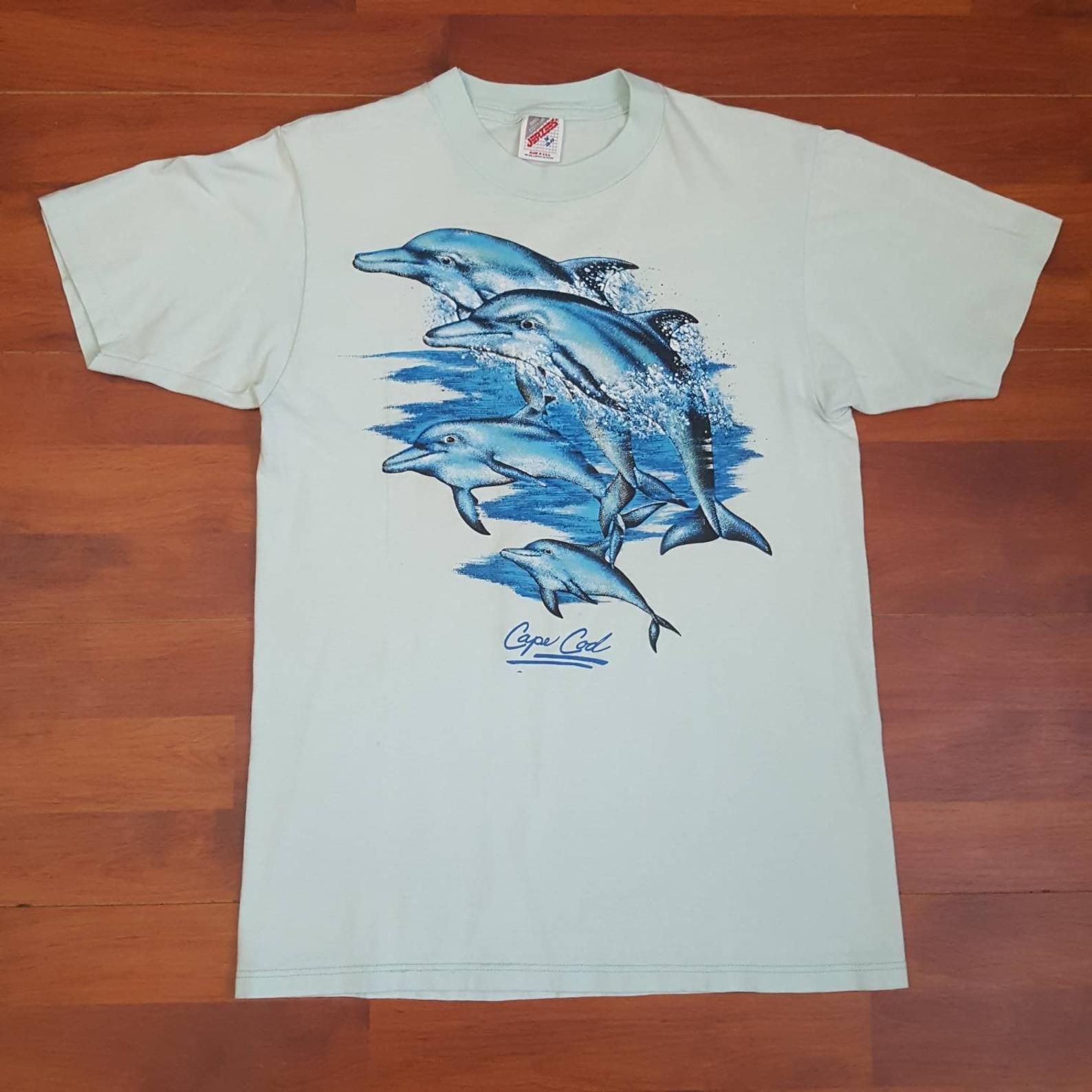 90’S Cape Cod Dolphin Shirt – S Like A – Made In Usa – Light Blue Jerzees – Vintage 90’S Dolphin Tee – Vintage Dolphin