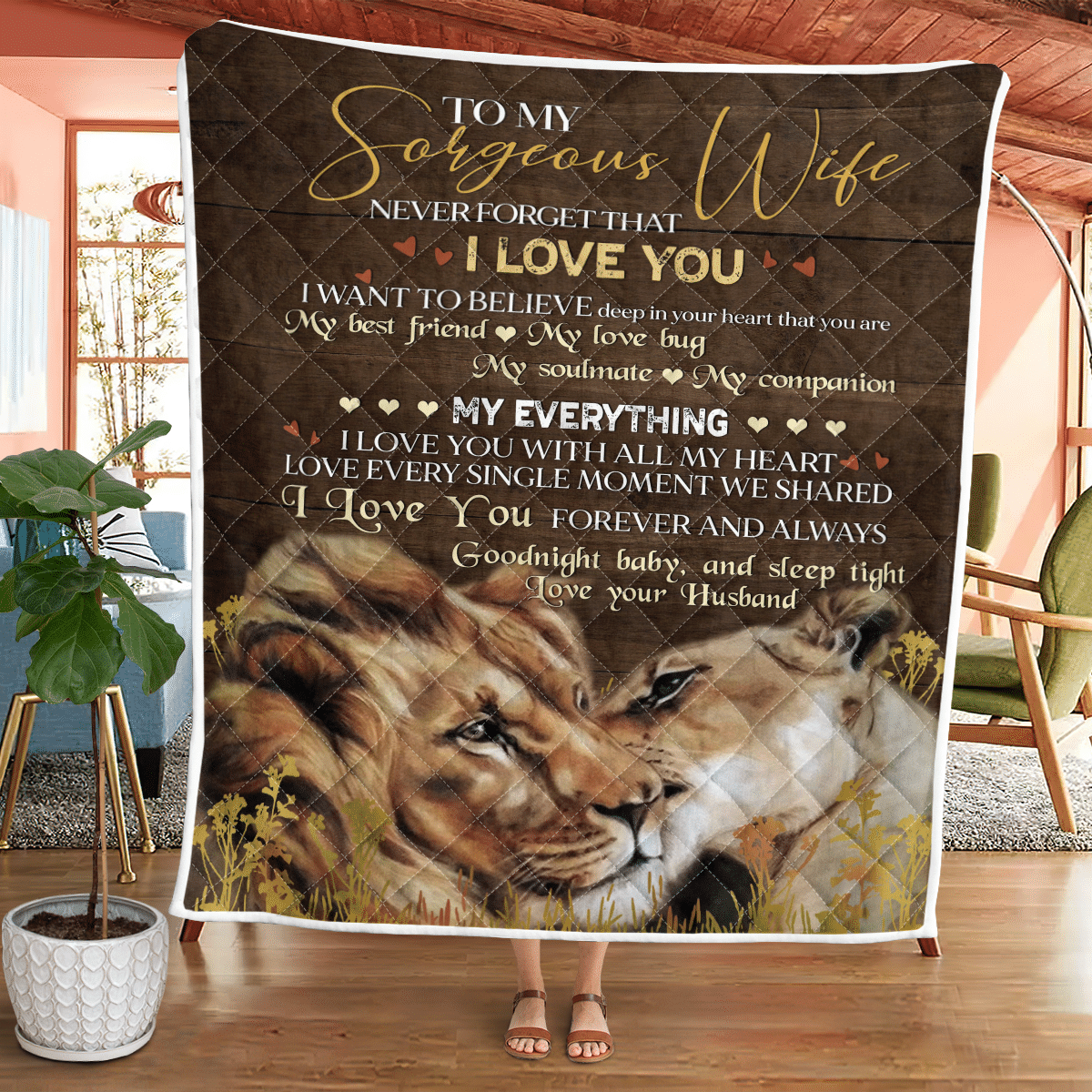 To My Gorgeous Wife – Lion Quilt Wq080322144