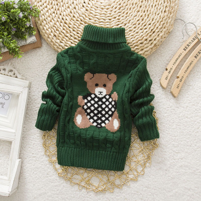 Baby Girls Boys Sweaters 2018 Autumn Winter Cartoon Sweater jumper Knitted Pullover Turtleneck Warm Outerwear Kids knit Sweater alx