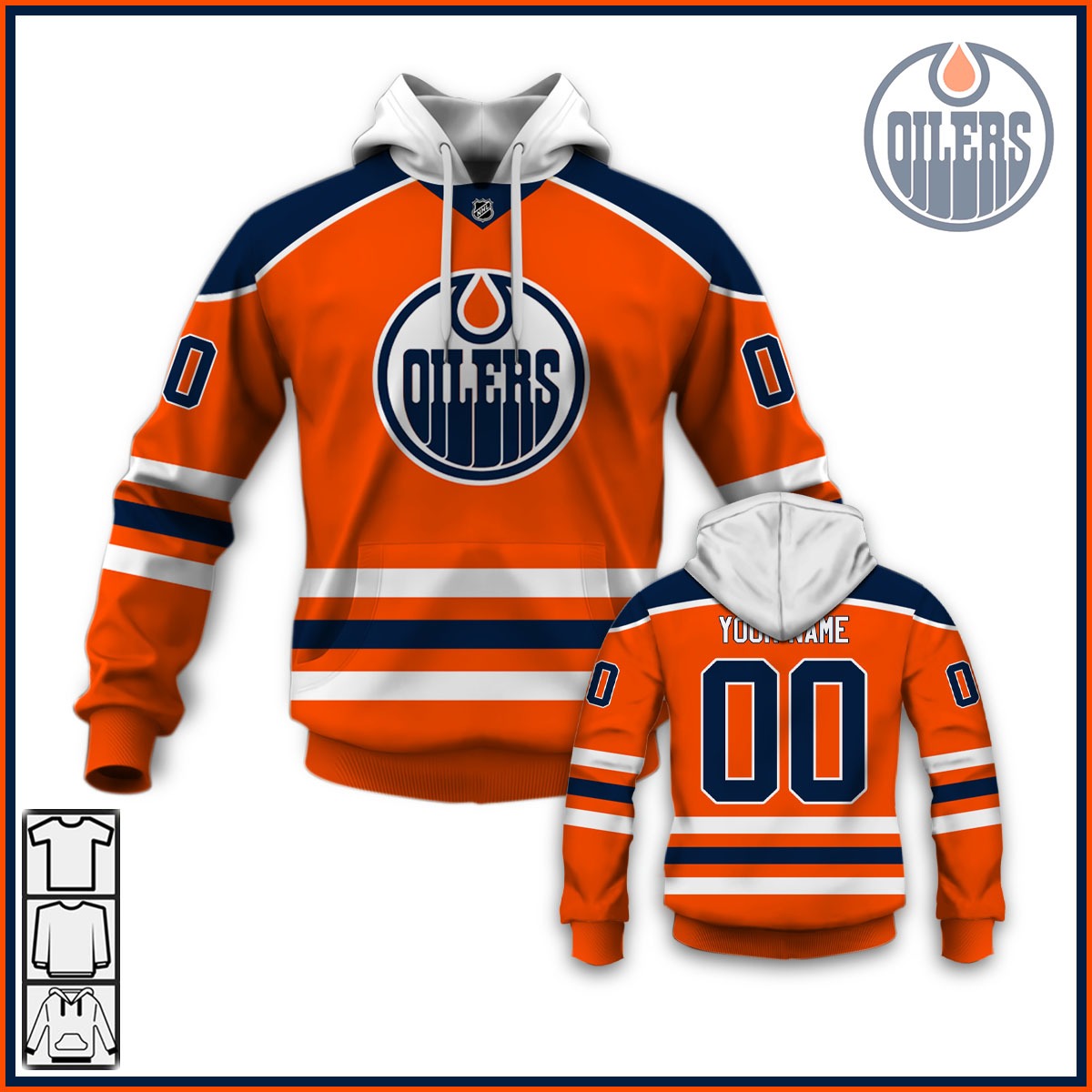 Edmonton Oilers Custom Name Number 2020 Home Jersey Pullover Hoodie