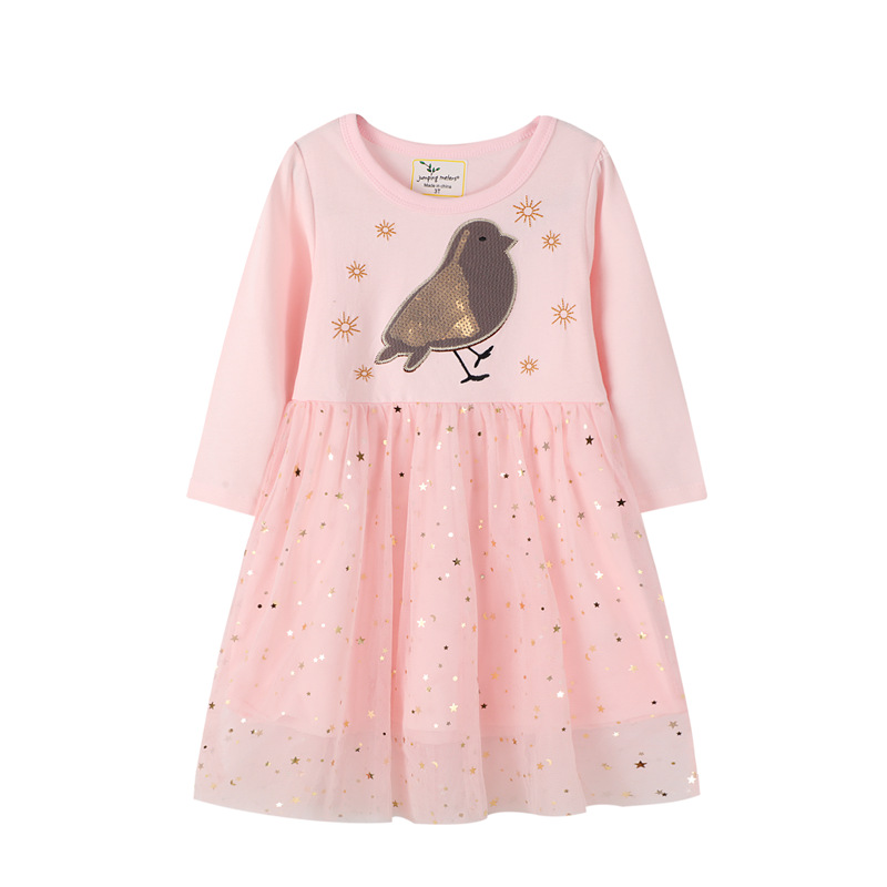 Unicorn Princess Girls Dresses Animals Print Winter Cotton Children’s Costume Baby Girls Long Sleeve Birds Butterfly Dress alx