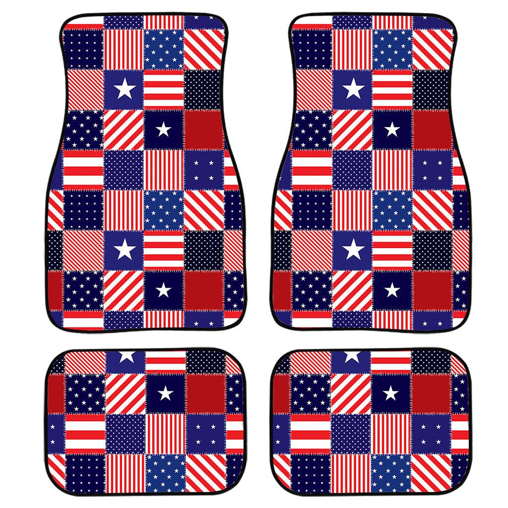 American Patriotic Patchwork Print Front And Back Car Floor Mats, Front Car Mat