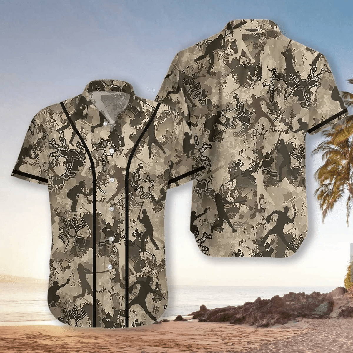 Baseball Camo Hawaii Aloha Shirts V Ha95005