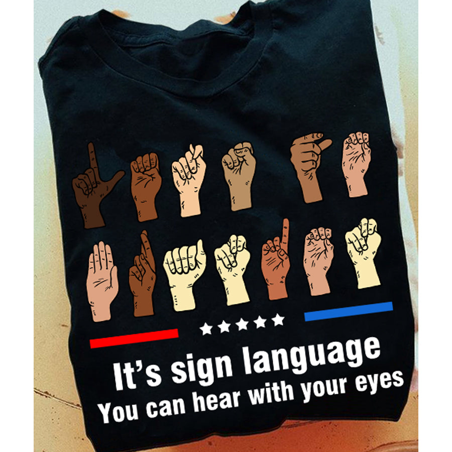 Sign Language Shirt, Shirt In Sign Language, Melanin Poppin, Asl Sign For Shirt, Black Mixed With Cotton Unisex T Shirt