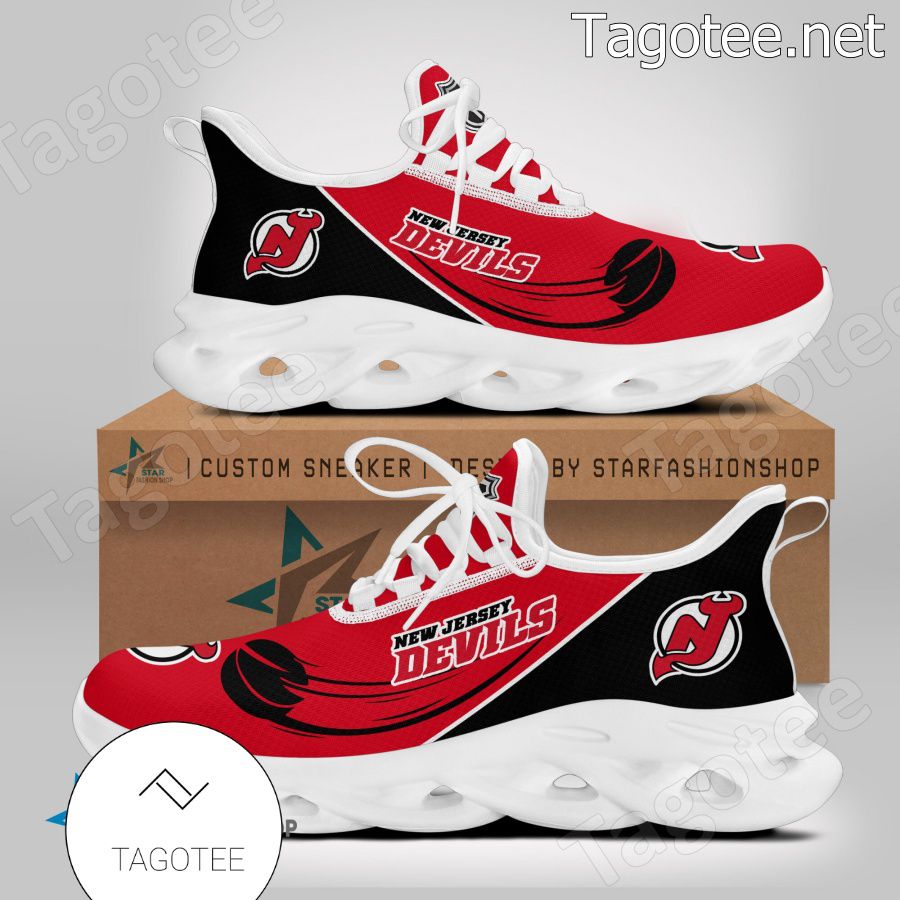 New Jersey Devils Red Black Flying Puck Max Soul Shoes