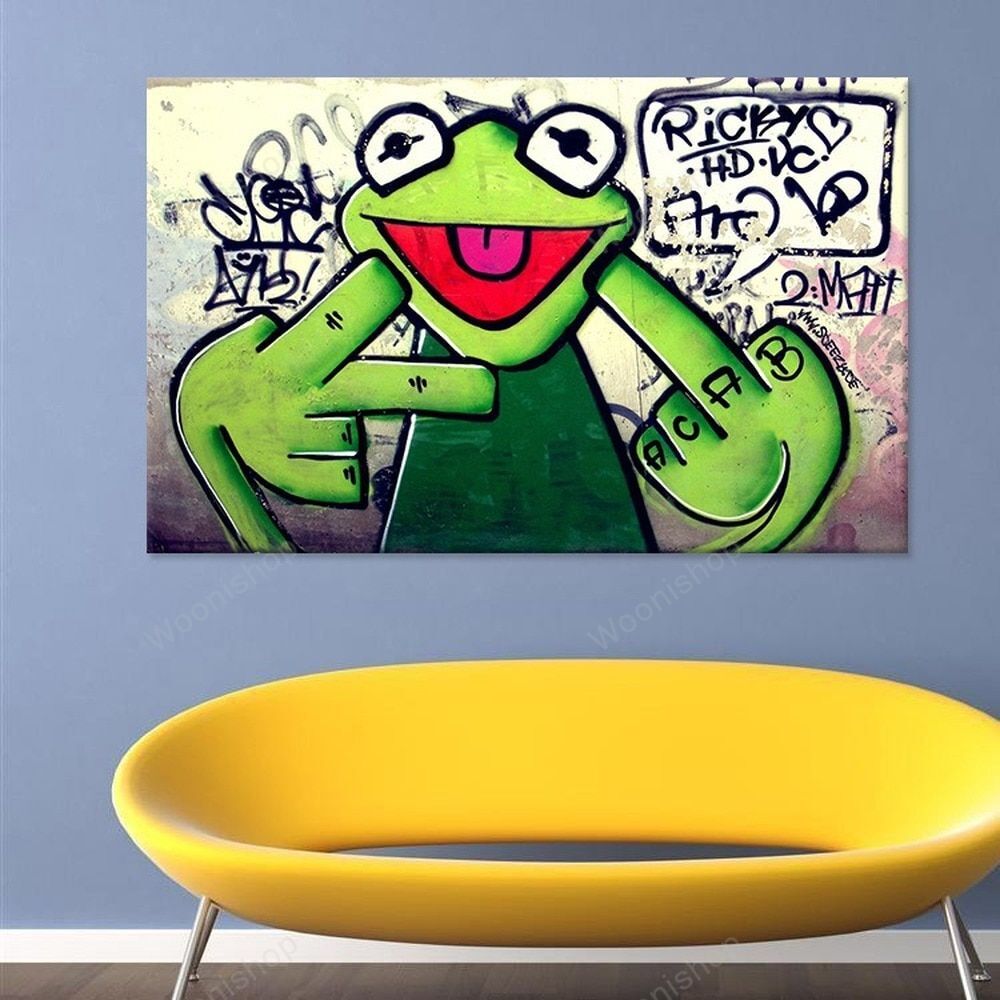 Street Graffiti Hip Hop Frog Canvas Painting Creative Animal Poster Wall Art Pictures For Living Room Home Decoration Cuadros