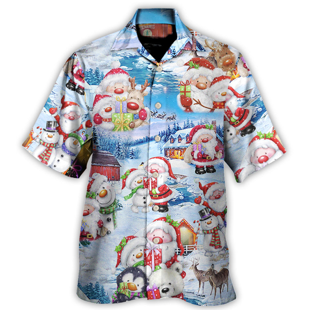 Christmas Santa And Snowman Holiday Hawaii Shirt Ha73915