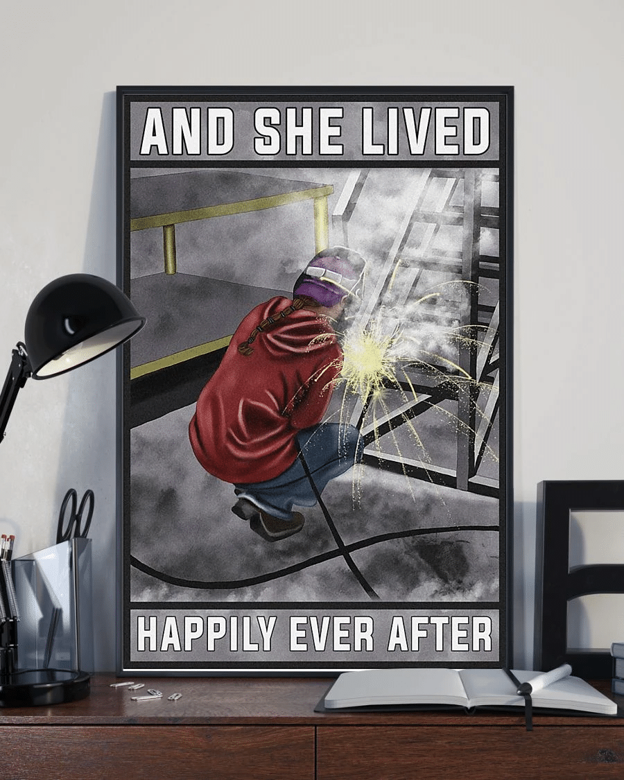 Welder Girl Poster Canvas – And She Lived Happily Ever After Vintage Home Decor Wall Art Evg81311