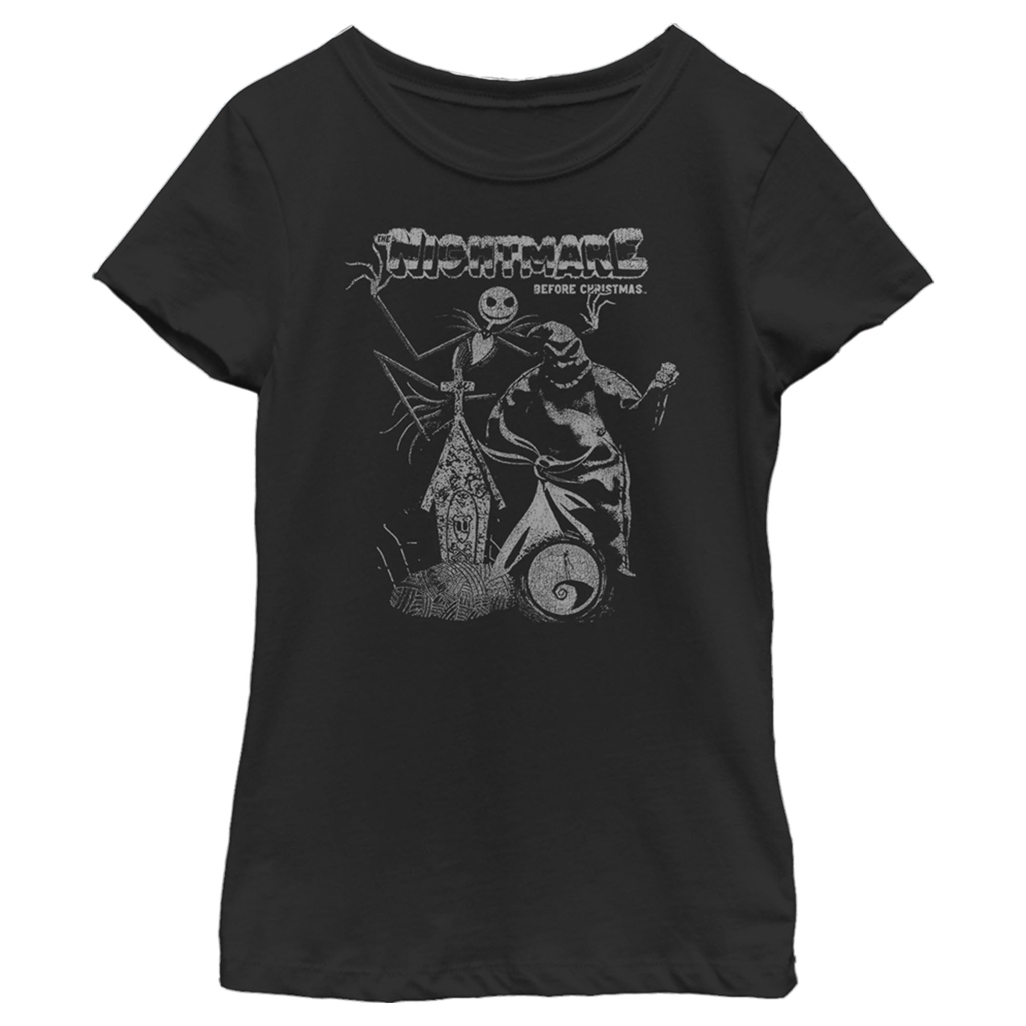 Girl’S The Nightmare Before Christmas Jack And Oogie Boogie Distressed T-Shirt