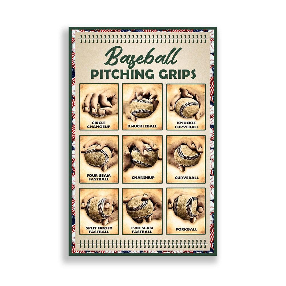 Poster Canvas Baseball Poster, Baseball Pitching Grips, Hand Shapes Poster Gift Decor Home Decor Wall Art Visual Art