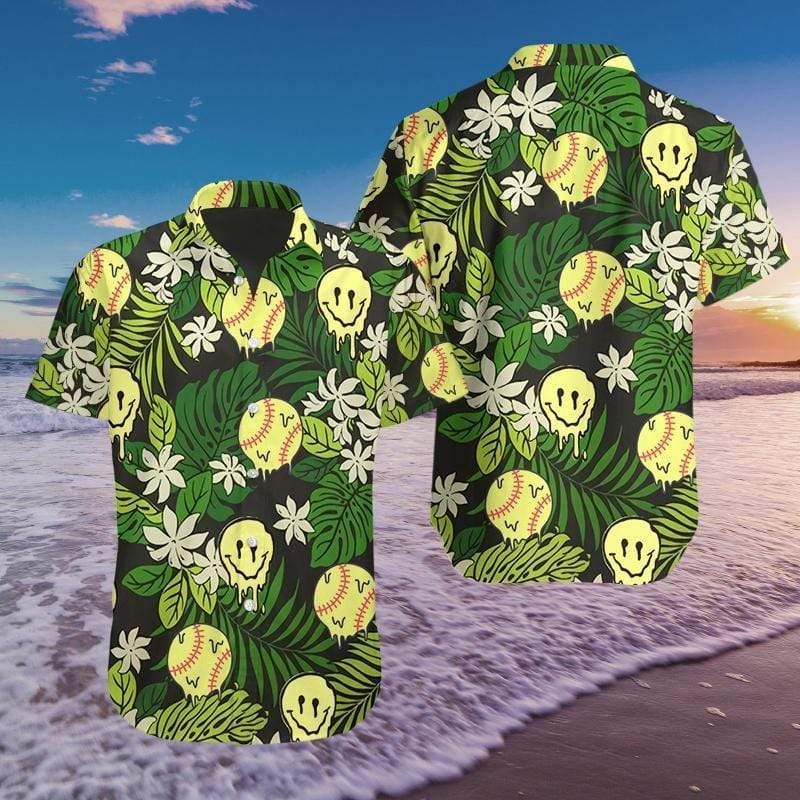 Buy Softball Smiley Hot Summer Vibe Tropical Hawaii Aloha Shirts Ha68133