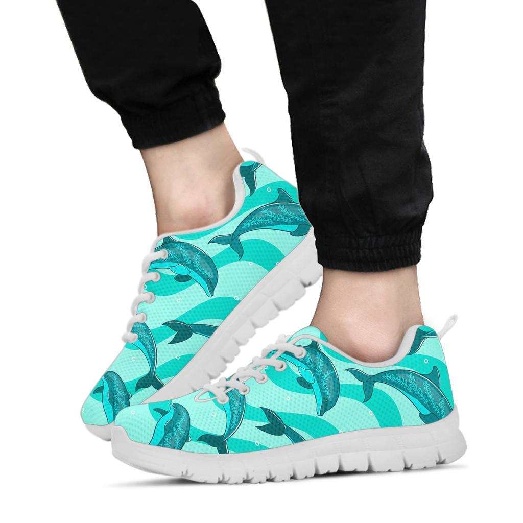 Dolphin Wave Print Sneakers White