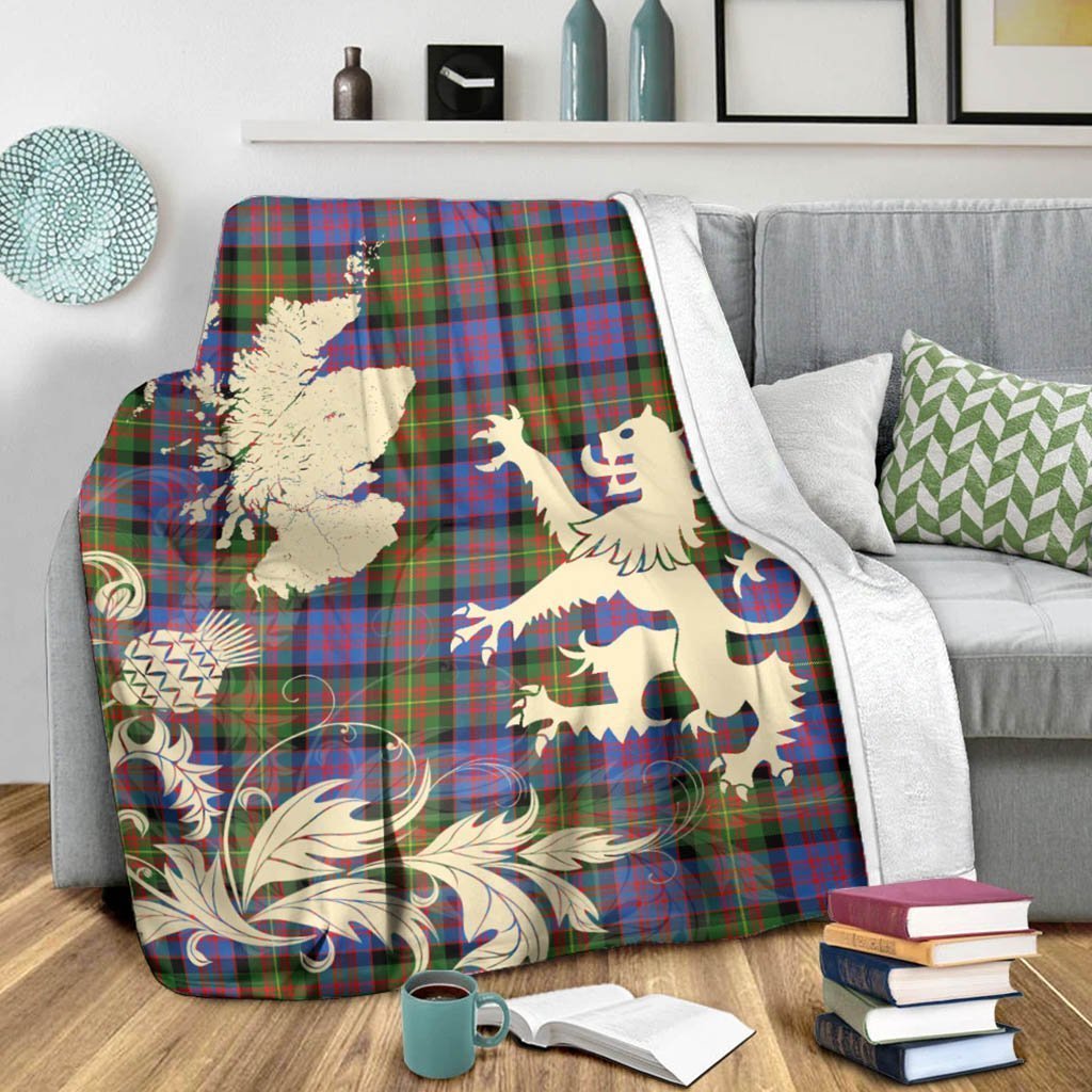 Tartan Blanket Carnegie Ancient Tartan Scotland Lion Thistle Map Plaid Blanket