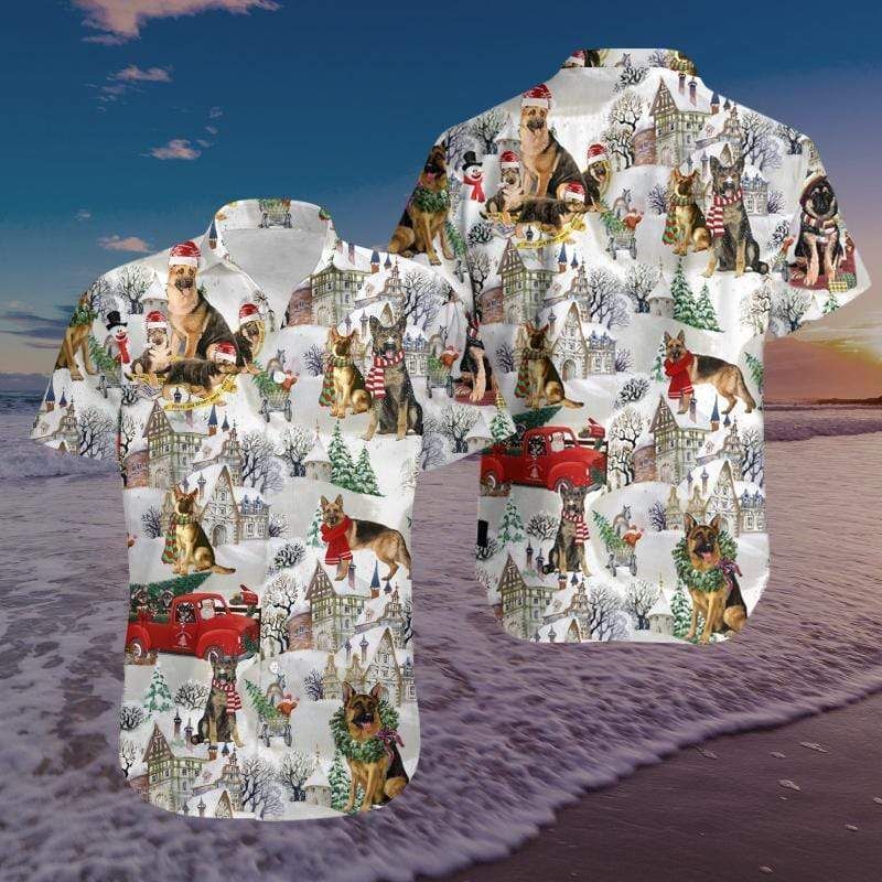 Christmas German Shepherds Hawaii Aloha Shirts Ha18922