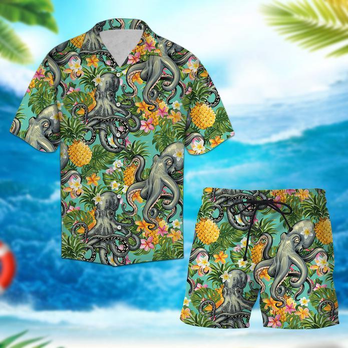 Tropical Pineapple Octopus Set Hawaiian Shirt Pre10527