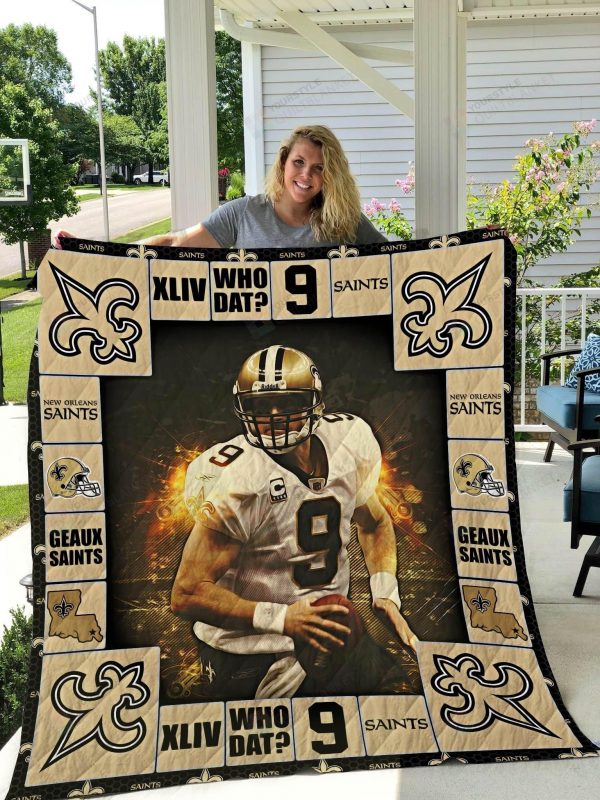 New Orleans Saints Quilt/Sherpa Blanket Type 2