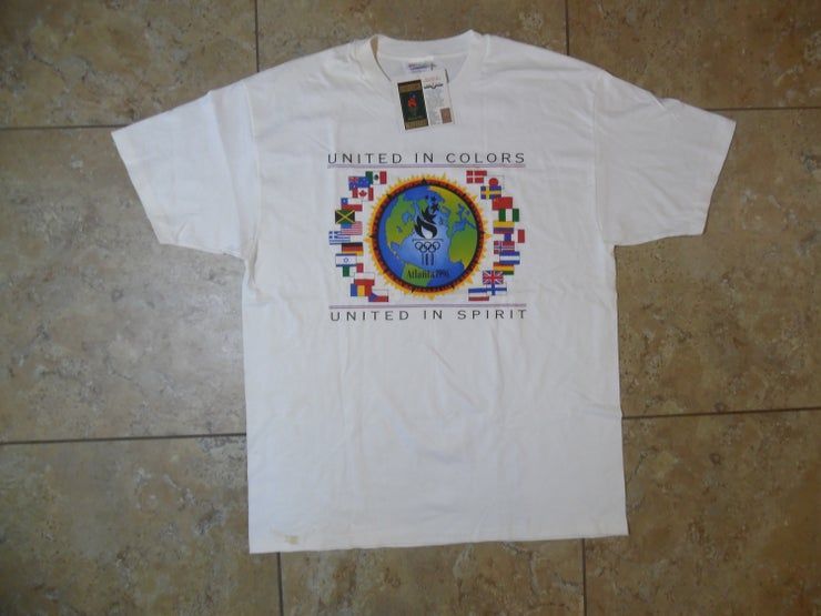 Nwt Vtg United In Colors United In Spirit 1996 Atlanta Olympics Shirt