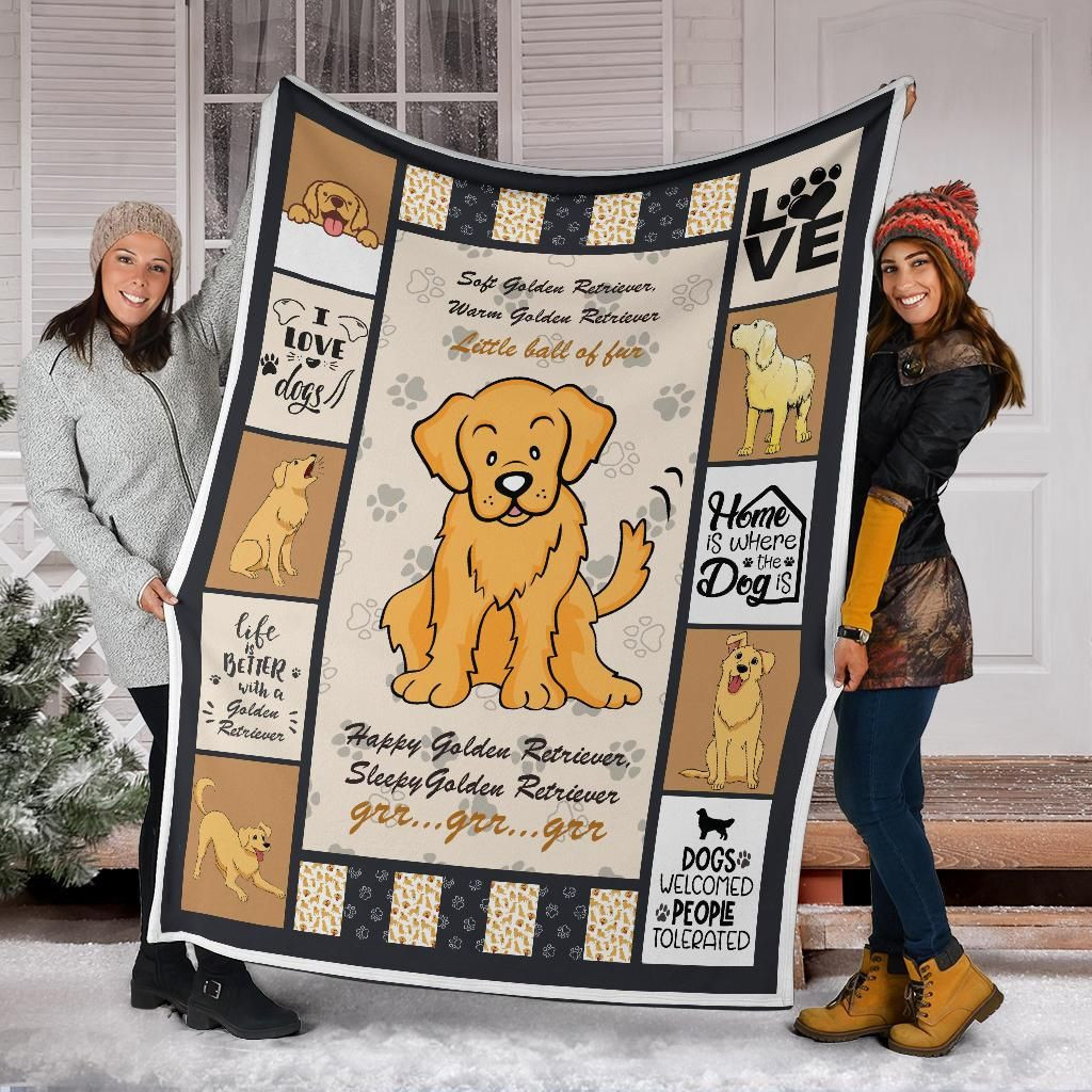 Happy Golden Retriever Blanket, Christmas Gift, Dog Lover Blanket