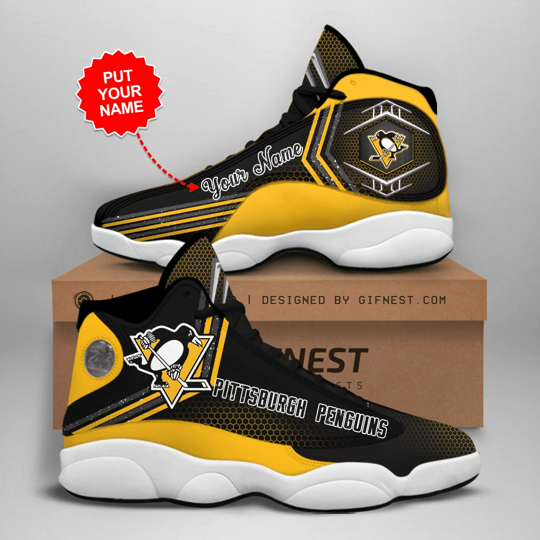 Trendy Pittsburgh Penguins Personalized Air Jordan 13 Printing Shoes Sneaker