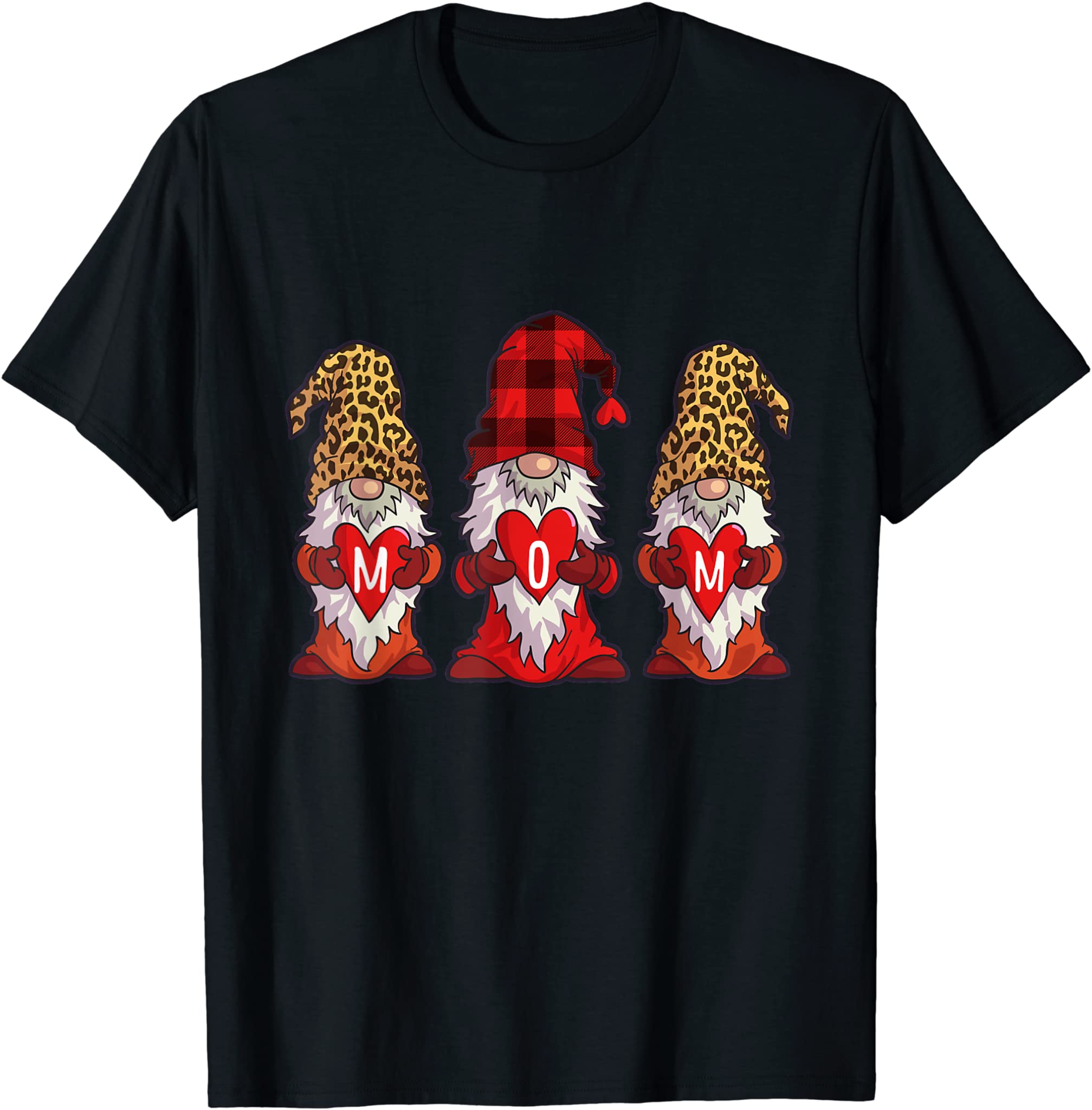 Mothers Day Shirt Gnomes Women Red Buffalo Plaid Leopard T-Shirt