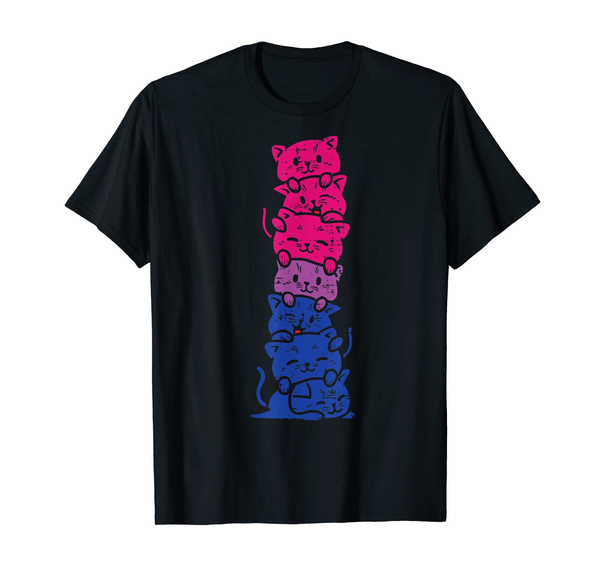 Cat Stack Bisexual Pride Cute Bi Flag Lgbt Animal Lover Gift T-Shirt