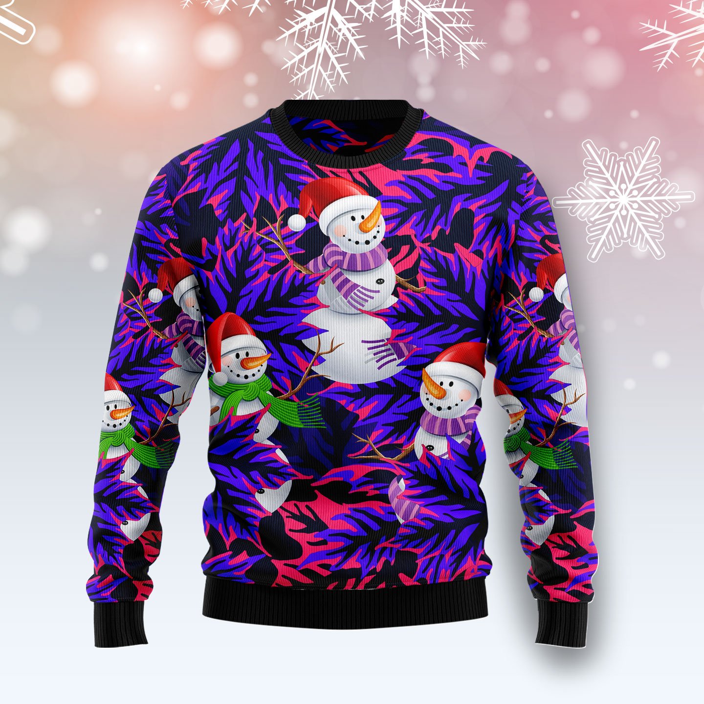 Snowman Leaves TY2311 unisex womens & mens, couples matching, friends, funny family ugly christmas holiday sweater gifts (plus size available)